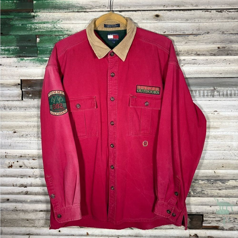 VTG 90s Tommy Hilfiger Ranger Expedition Patch Button Up Outdoors Hiking Shirt